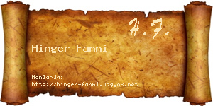 Hinger Fanni névjegykártya